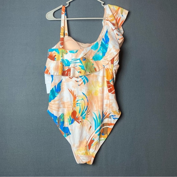 NEW LYSA PLUS Size Women Sonia one piece One-Shoulder Tropical Print Swimsuit - Picture 6 of 11